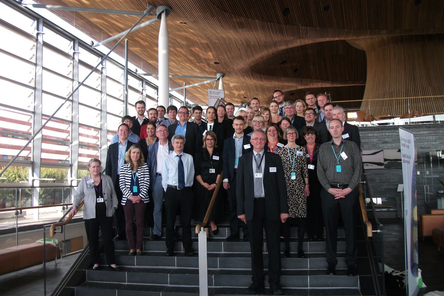 Image of delegates at the inter-parliamentary researchers’ and librarians’ conference gathered at the National Assembly for Wales